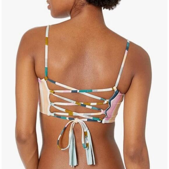 Bikini Lab Bandeau Bikini Swimsuit Top& Cutout Hipster Bottom in Paint Party,S - Picture 2 of 8